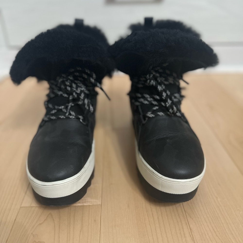 Women's Black Fur-Lined Sneakers